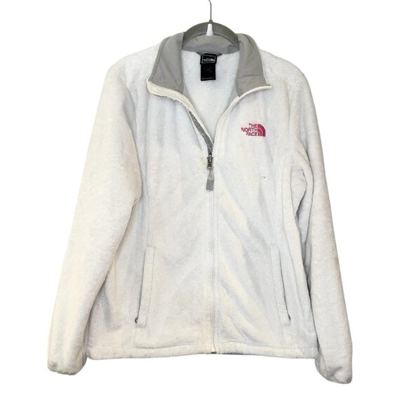 The North Face Osito Jacket Womens M White Full Zip Fleece Cozy Soft Fuzzy - Picture 1 of 7